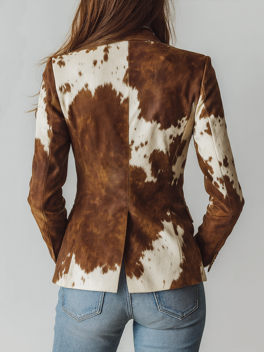 Solène | Blazer Vintage Stampa Cow Print