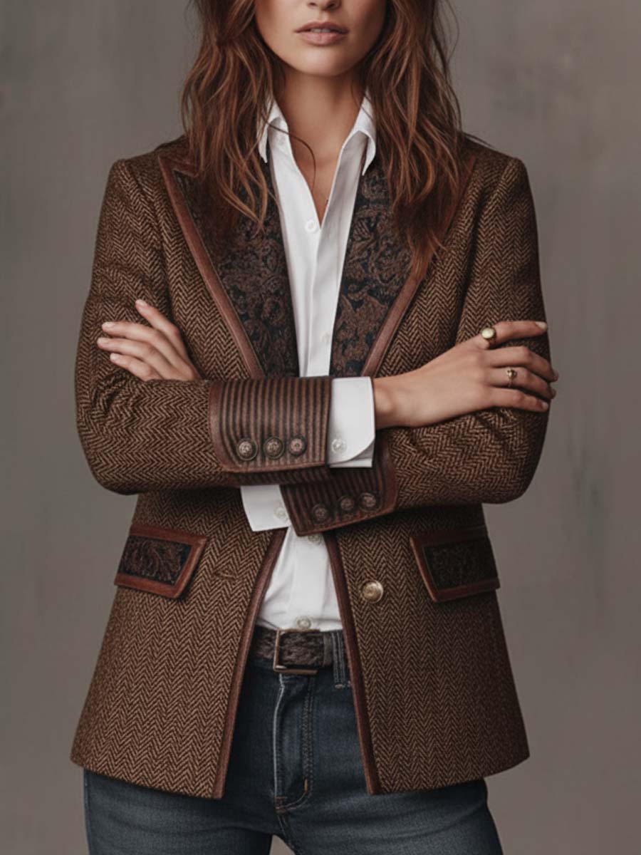 Bianca | Blazer a Pannelli Stampa Spigato