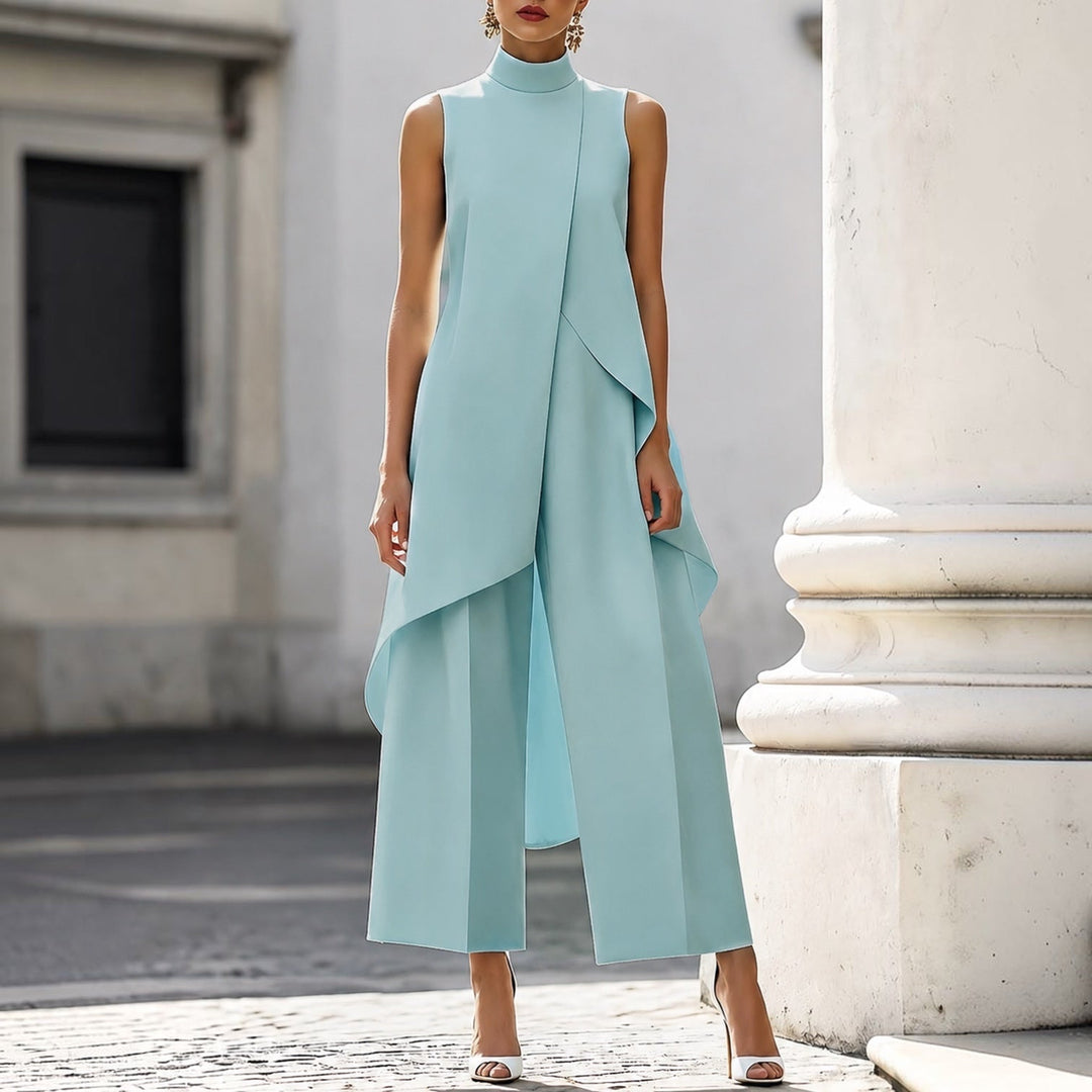 Valentina | Tuta elegante con top drappeggiato e collo alto