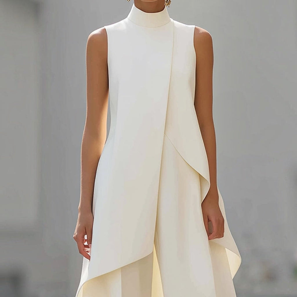 Valentina | Mono Elegante con Top Drapeado y Cuello Alto