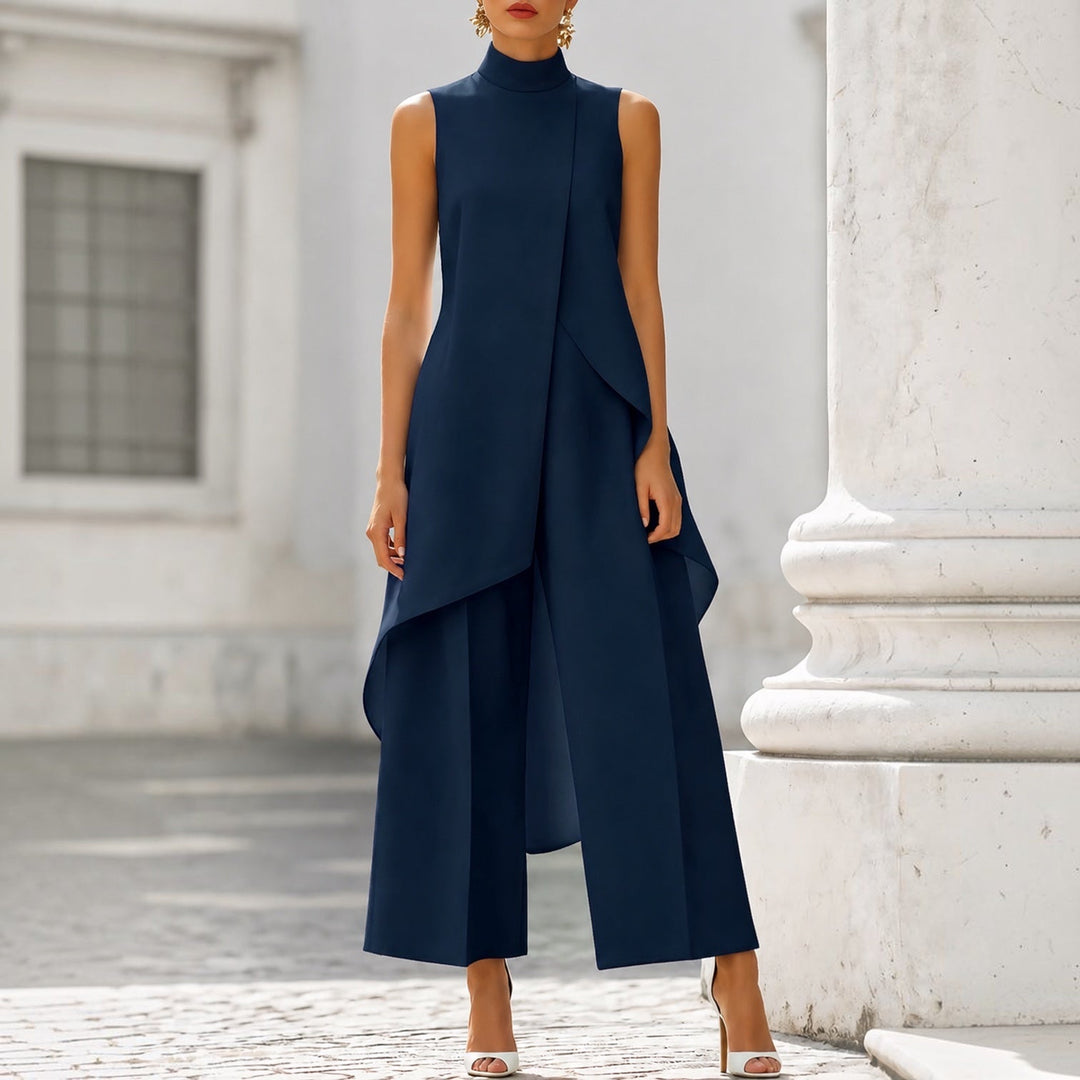 Valentina | Tuta elegante con top drappeggiato e collo alto