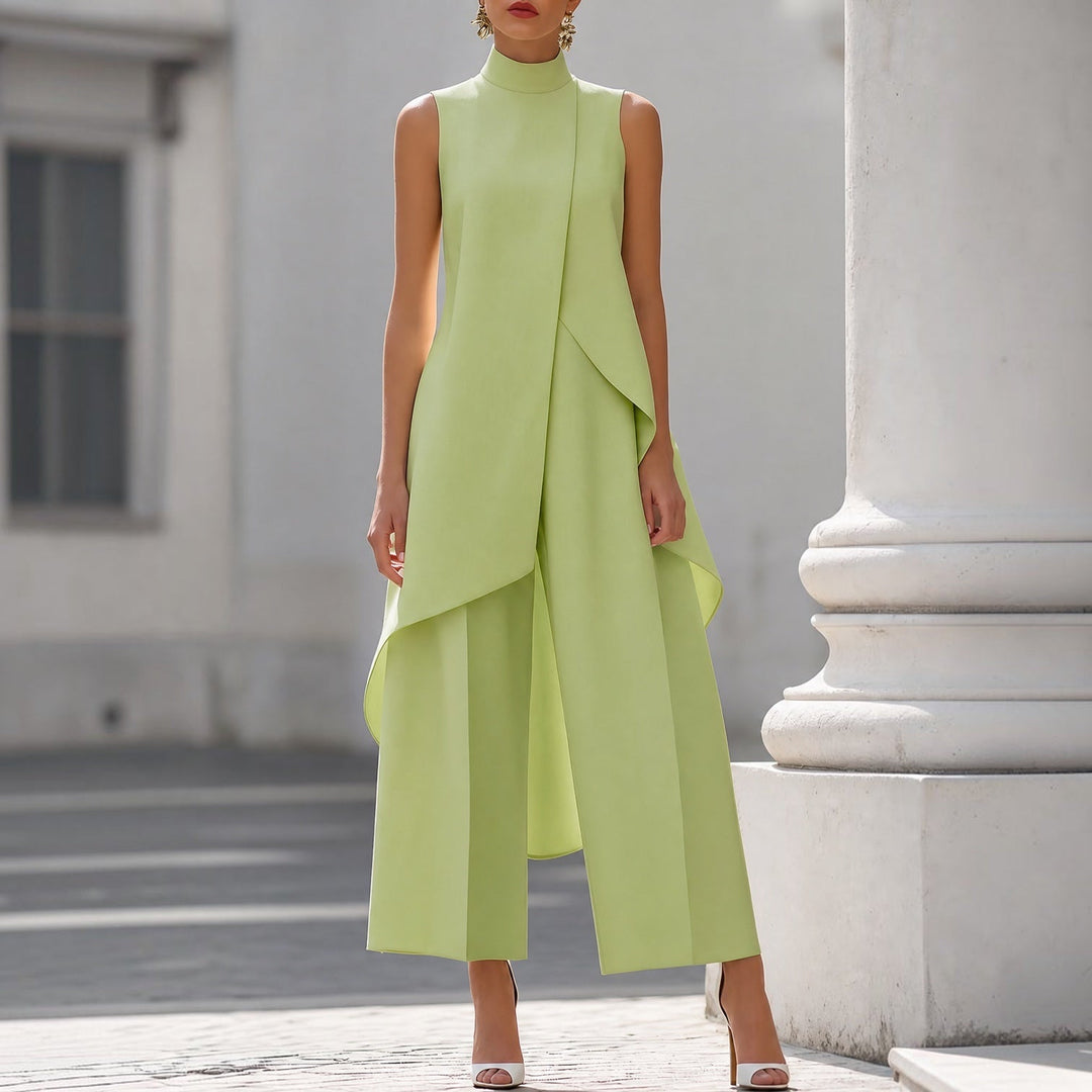 Valentina | Tuta elegante con top drappeggiato e collo alto