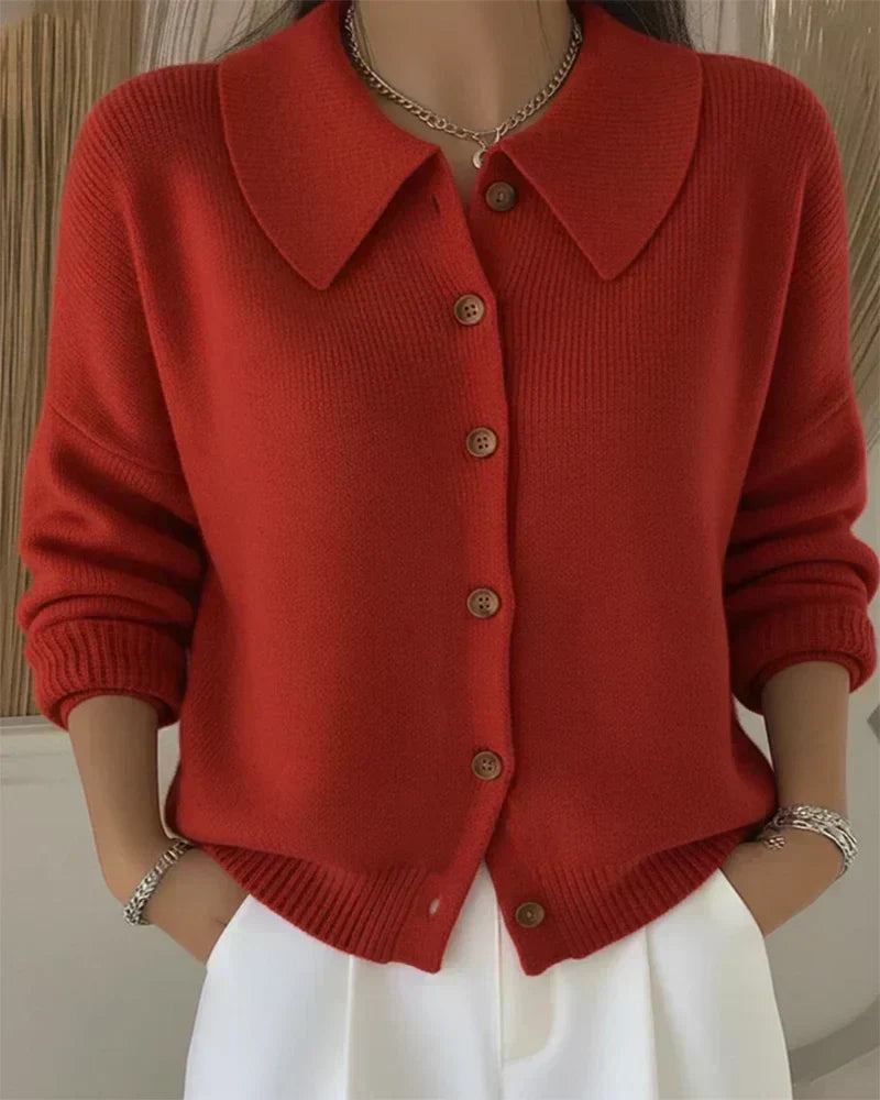 Cardigan Vega con Collo a Camicia