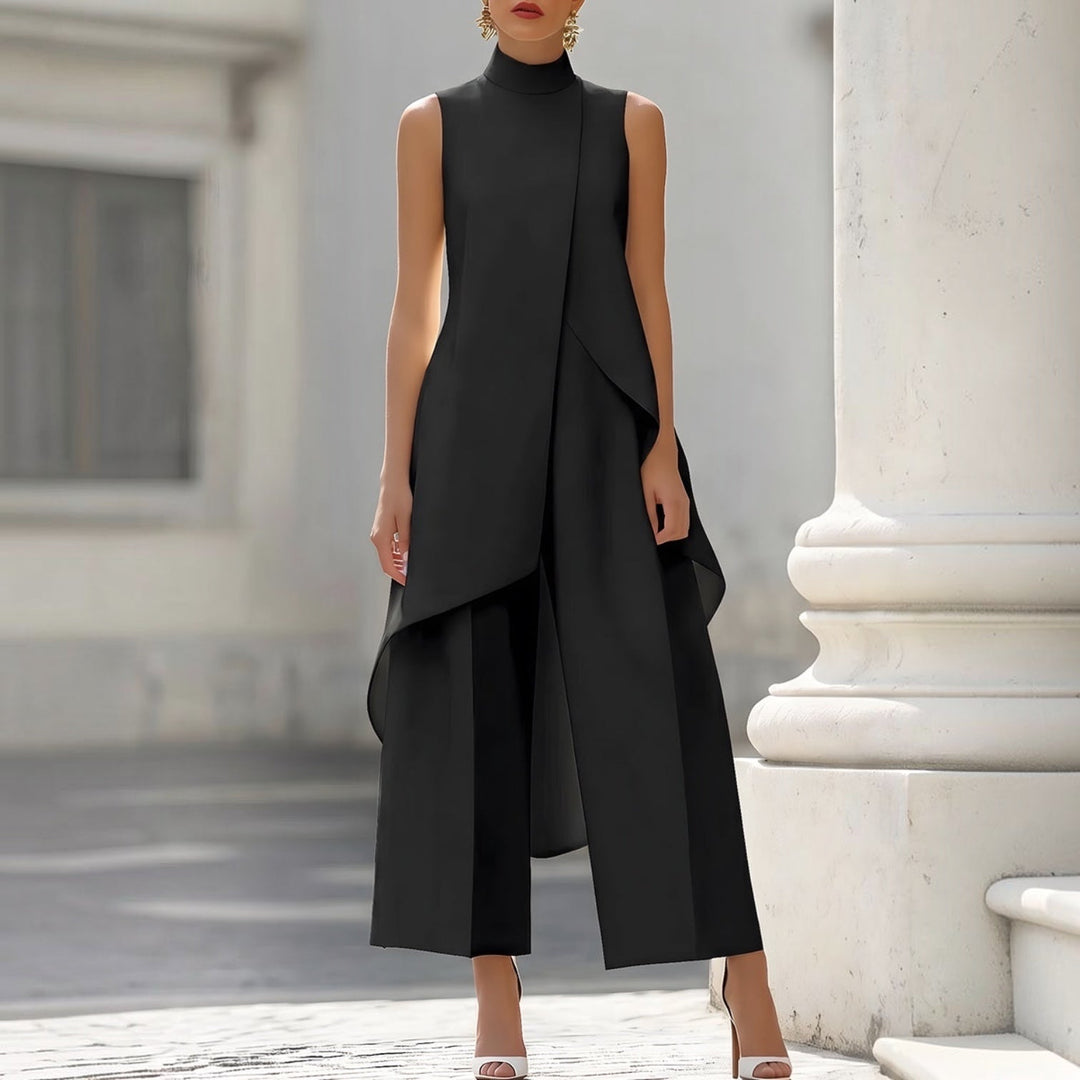 Valentina | Tuta elegante con top drappeggiato e collo alto