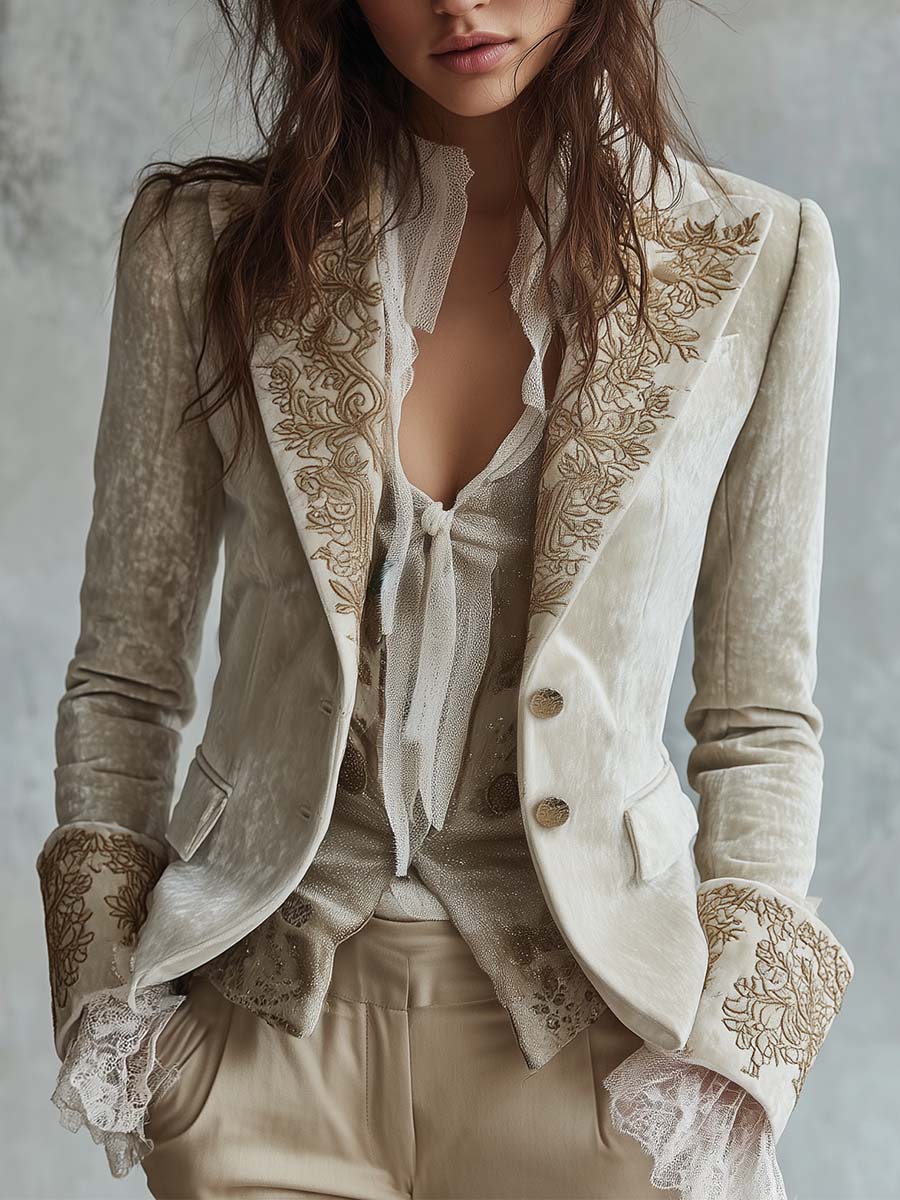 Colette | Blazer Sartoriale Avorio Ricamato