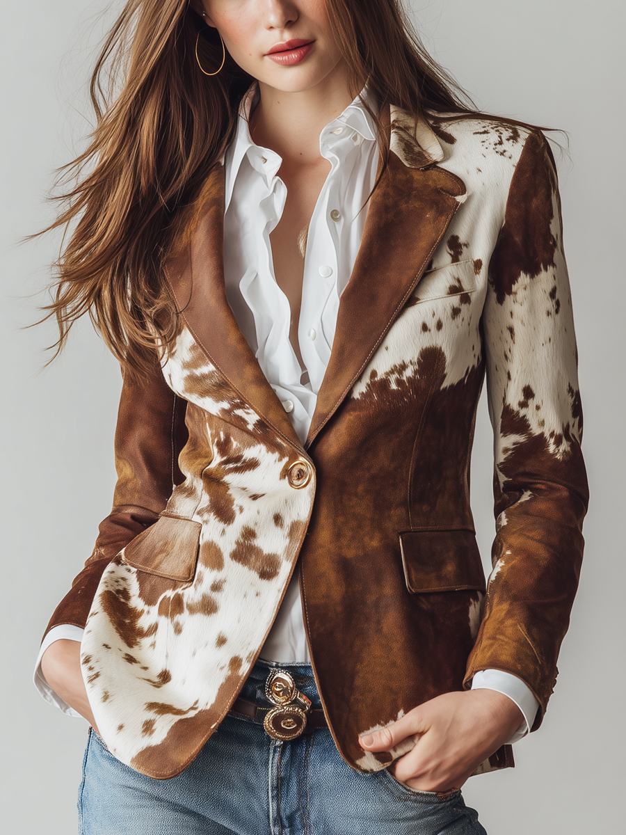 Solène | Blazer Vintage Stampa Cow Print