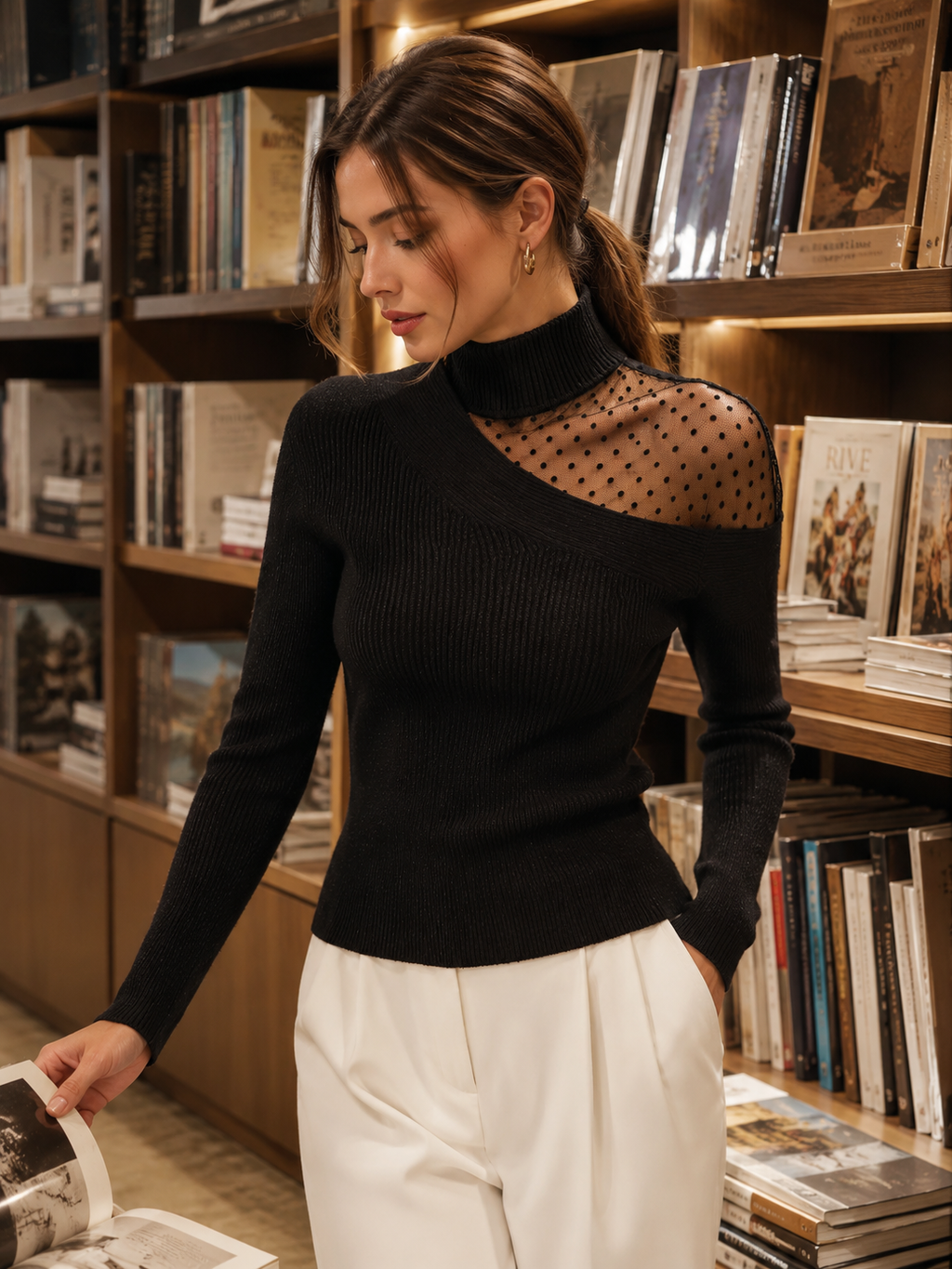 Sylvie | Maglione Asimmetrico & Tulle a Pois