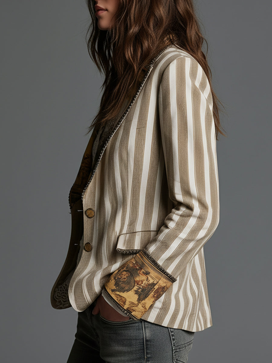 Anouk | Blazer a Righe con Revers Bohémien