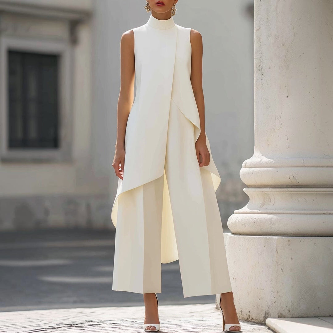 Valentina | Tuta elegante con top drappeggiato e collo alto