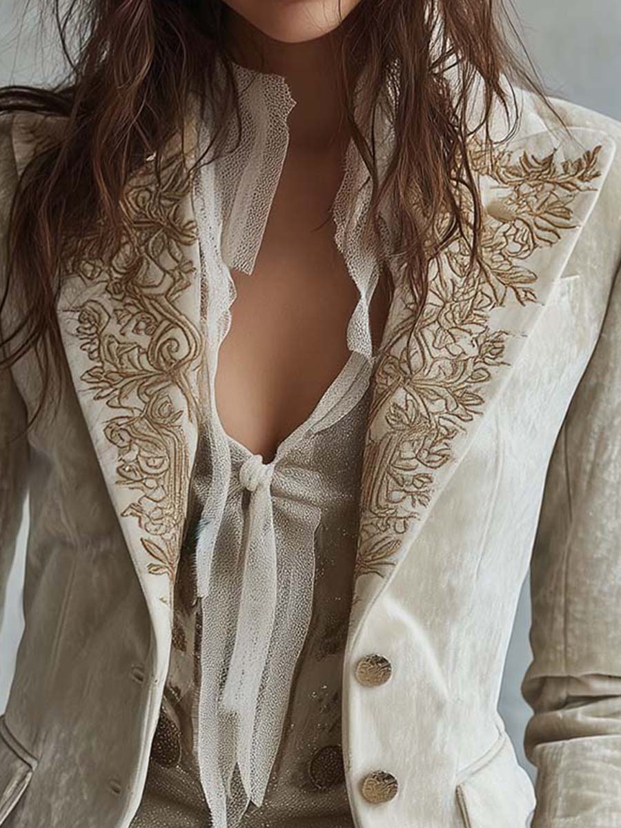 Colette | Blazer Sartoriale Avorio Ricamato
