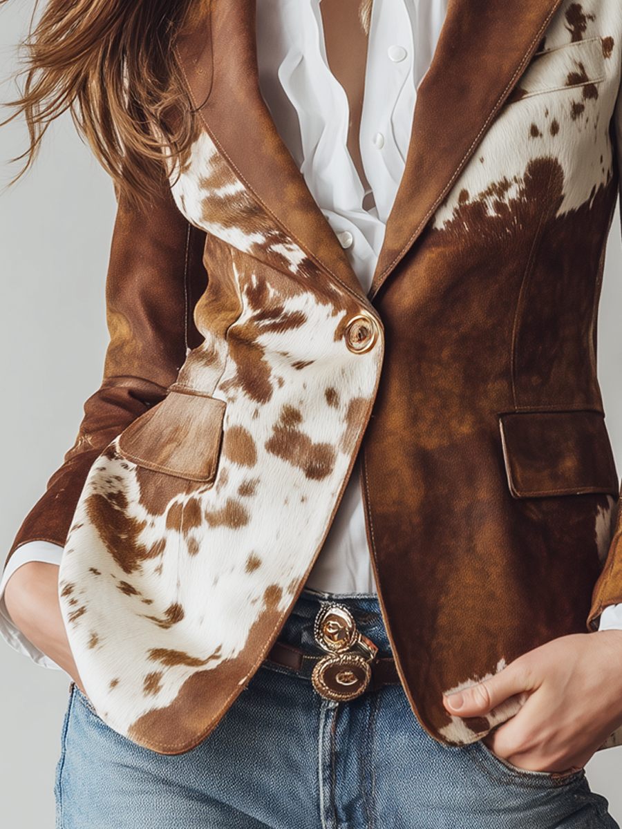 Solène | Blazer Vintage Stampa Cow Print