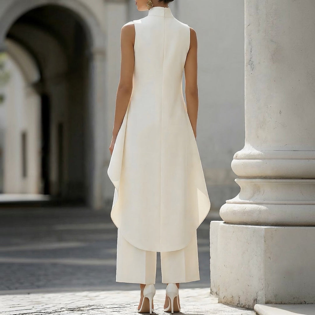 Valentina | Tuta elegante con top drappeggiato e collo alto