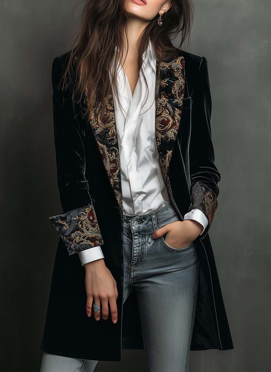 Margaux | Blazer Slim Fit Stampa Barocca