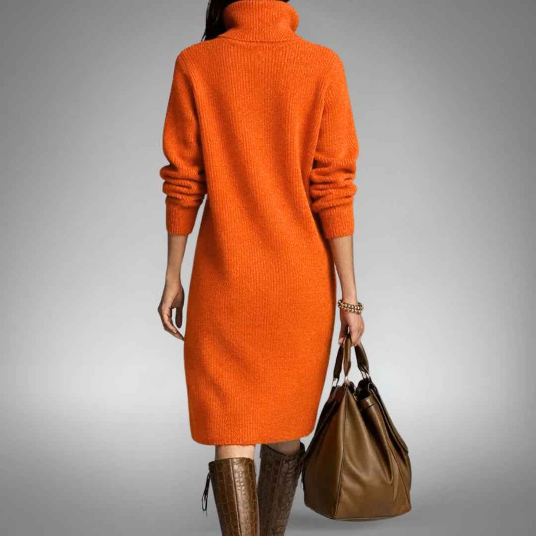 Amalia | Abito Midi Elegante in Maglia con Collo a Bottoni