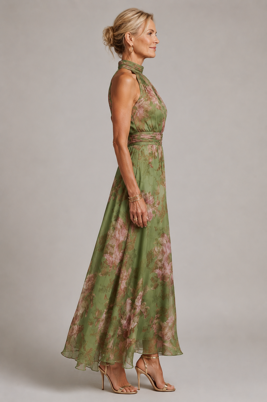 Julie | Vestido Largo Estampado con Cuello Halter