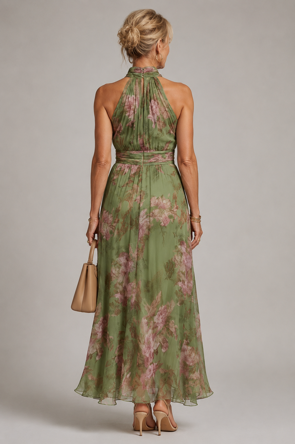Julie | Vestido Largo Estampado con Cuello Halter
