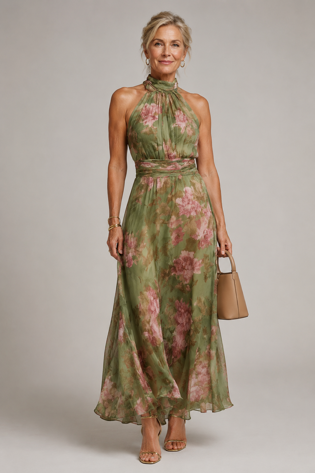 Julie | Vestido Largo Estampado con Cuello Halter