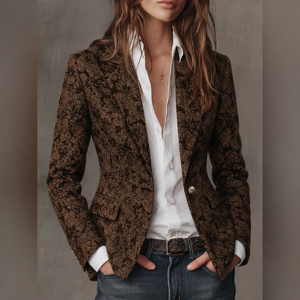 Fiorenza | Blazer Attillato Jacquard Paisley