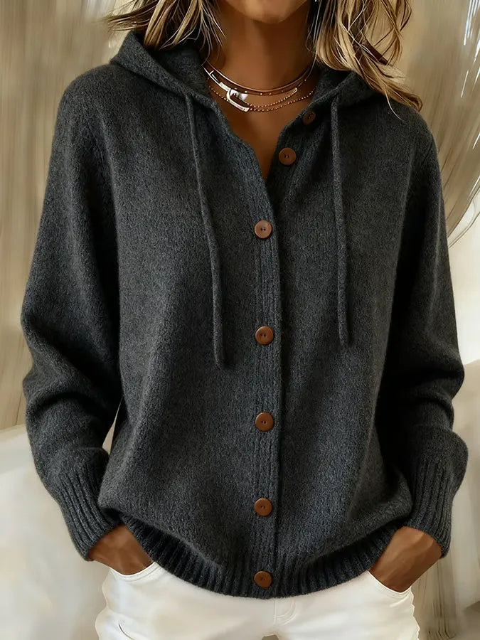 Begoña Cardigan con Cappuccio e Bottoni