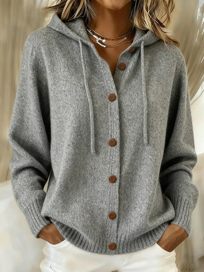 Begoña Cardigan con Cappuccio e Bottoni