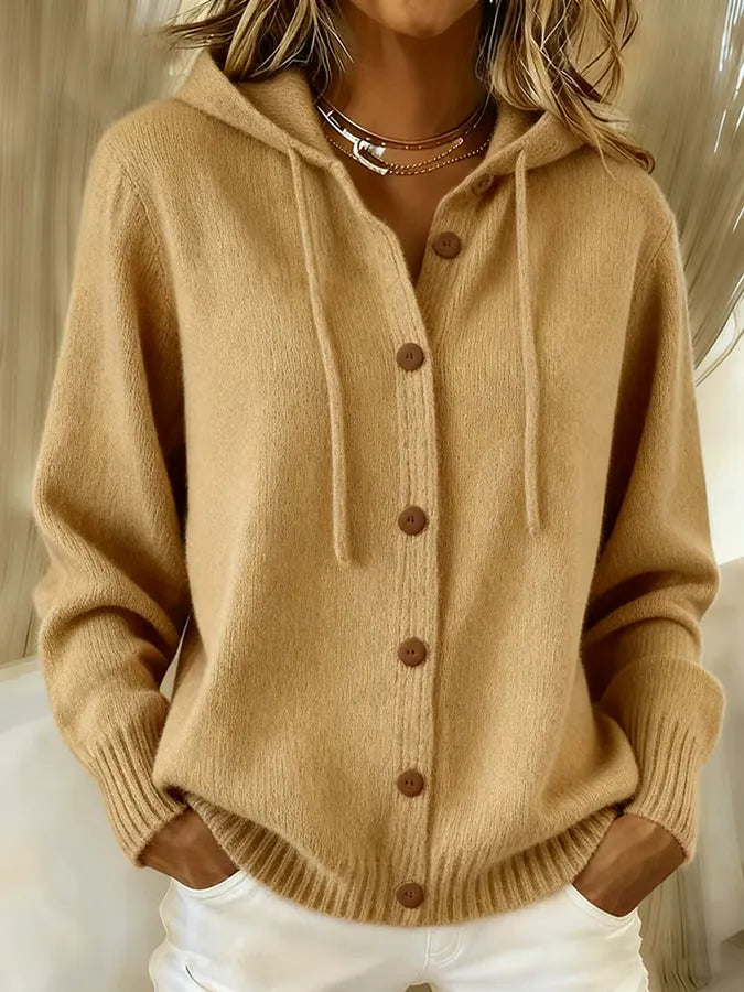 Begoña Cardigan con Cappuccio e Bottoni