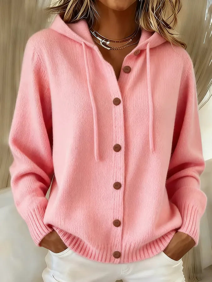 Begoña Cardigan con Cappuccio e Bottoni