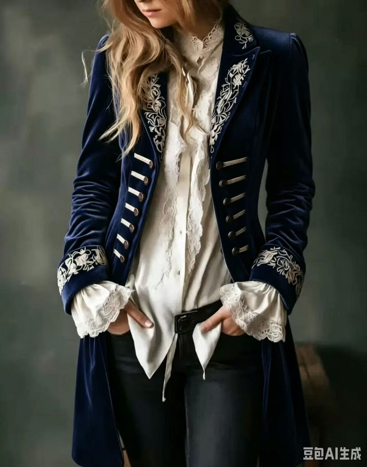Ottavia | Cappotto Lungo in Velluto Ricamato
