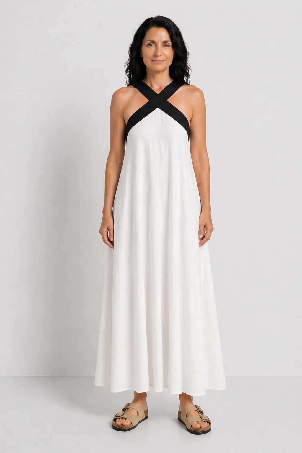 Vestito Midi Halter Bicolore Paula
