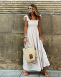 Marina | Vestido Maxi Vichy Nido de Abeja