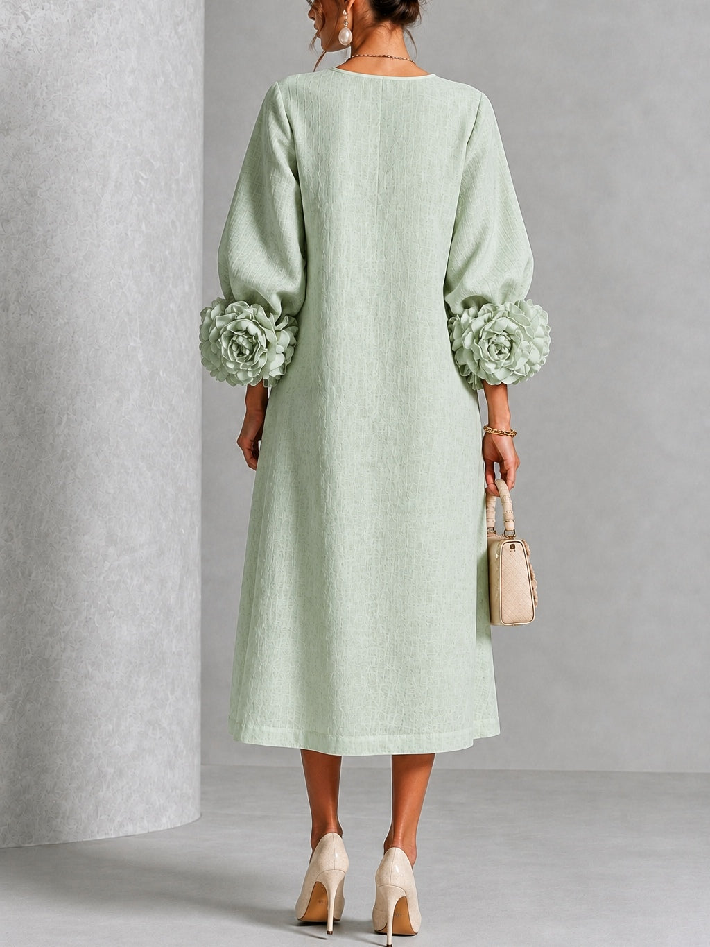 Melisa | Abito midi con polsini floreali