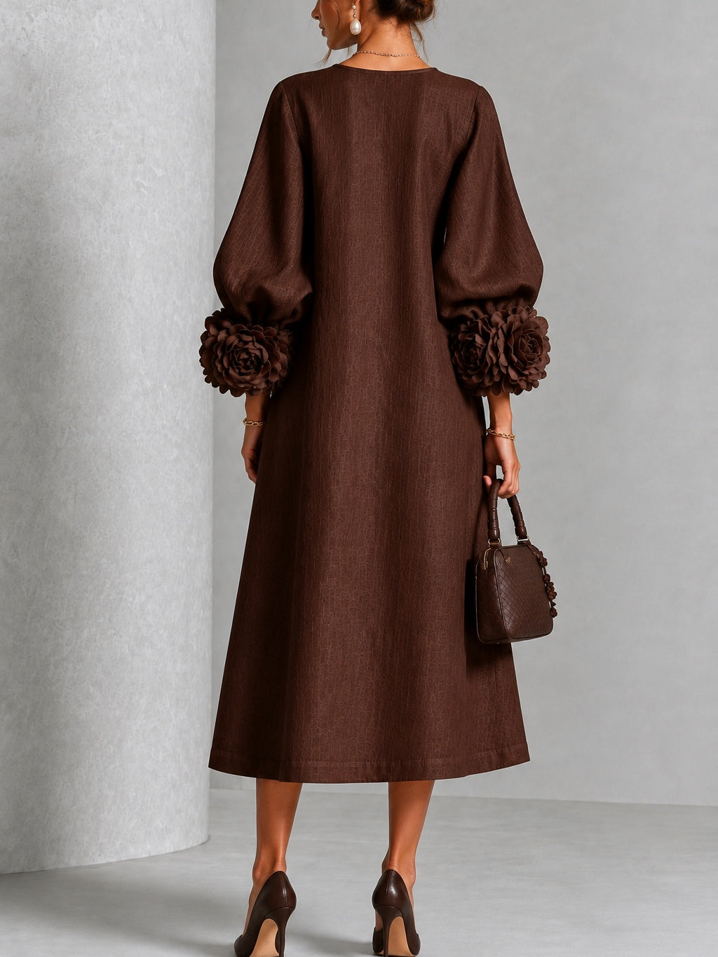 Melisa | Abito midi con polsini floreali