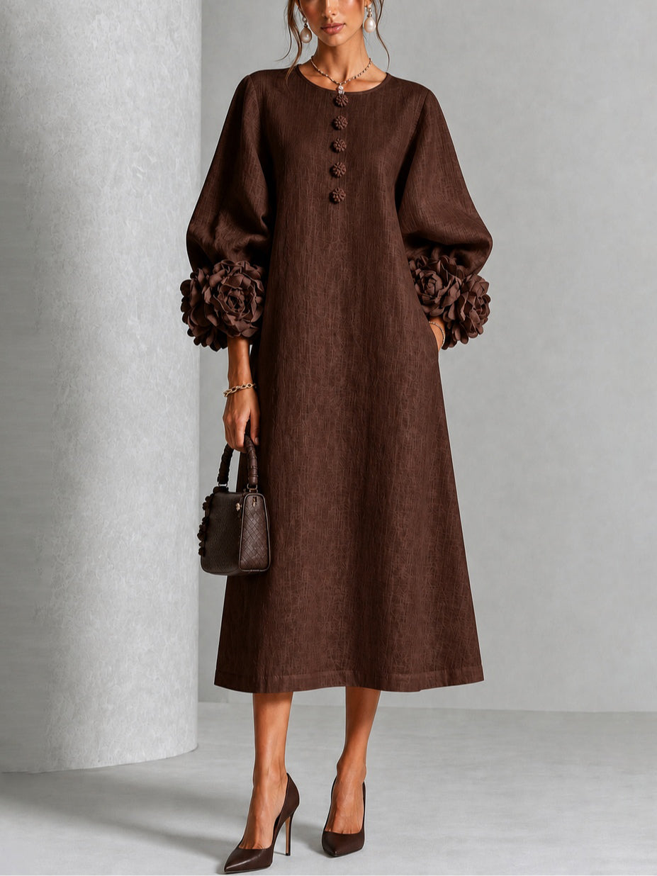 Melisa | Abito midi con polsini floreali