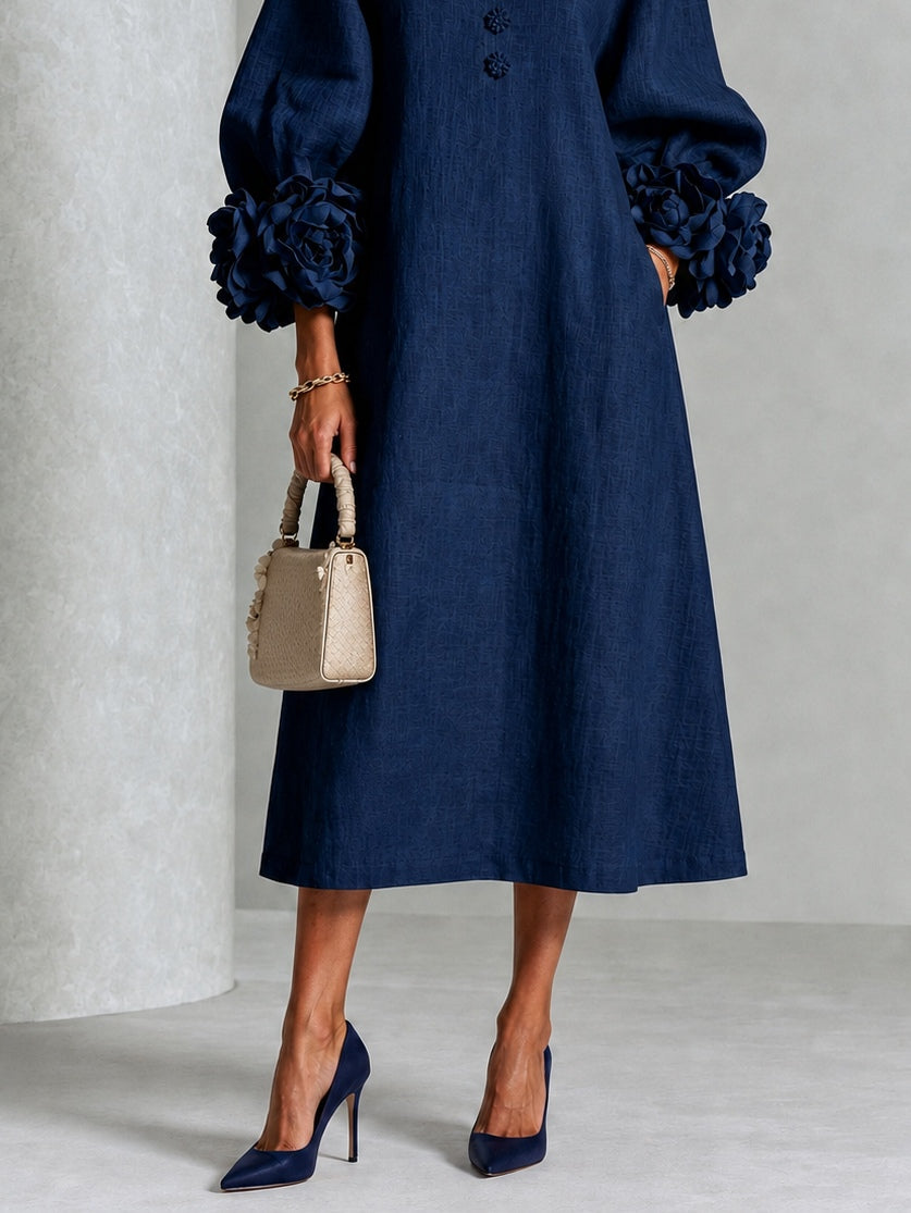 Melisa | Abito midi con polsini floreali