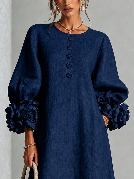 Melisa | Abito midi con polsini floreali