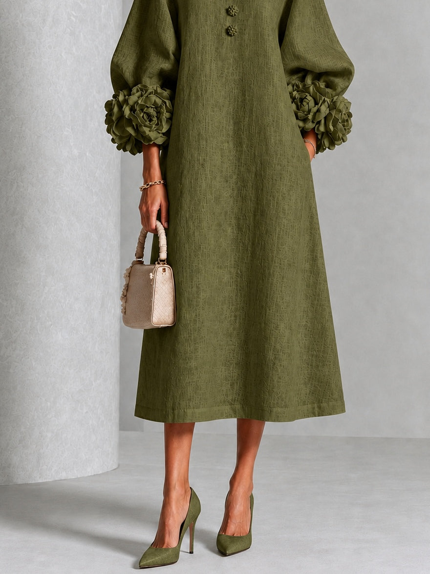 Melisa | Abito midi con polsini floreali