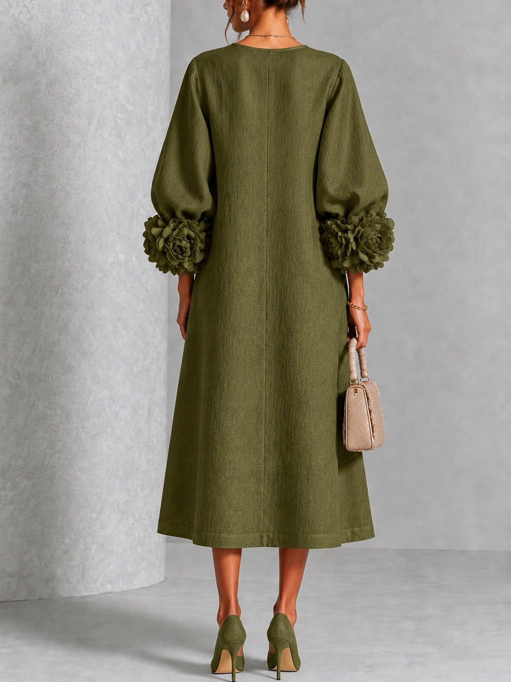 Melisa | Abito midi con polsini floreali