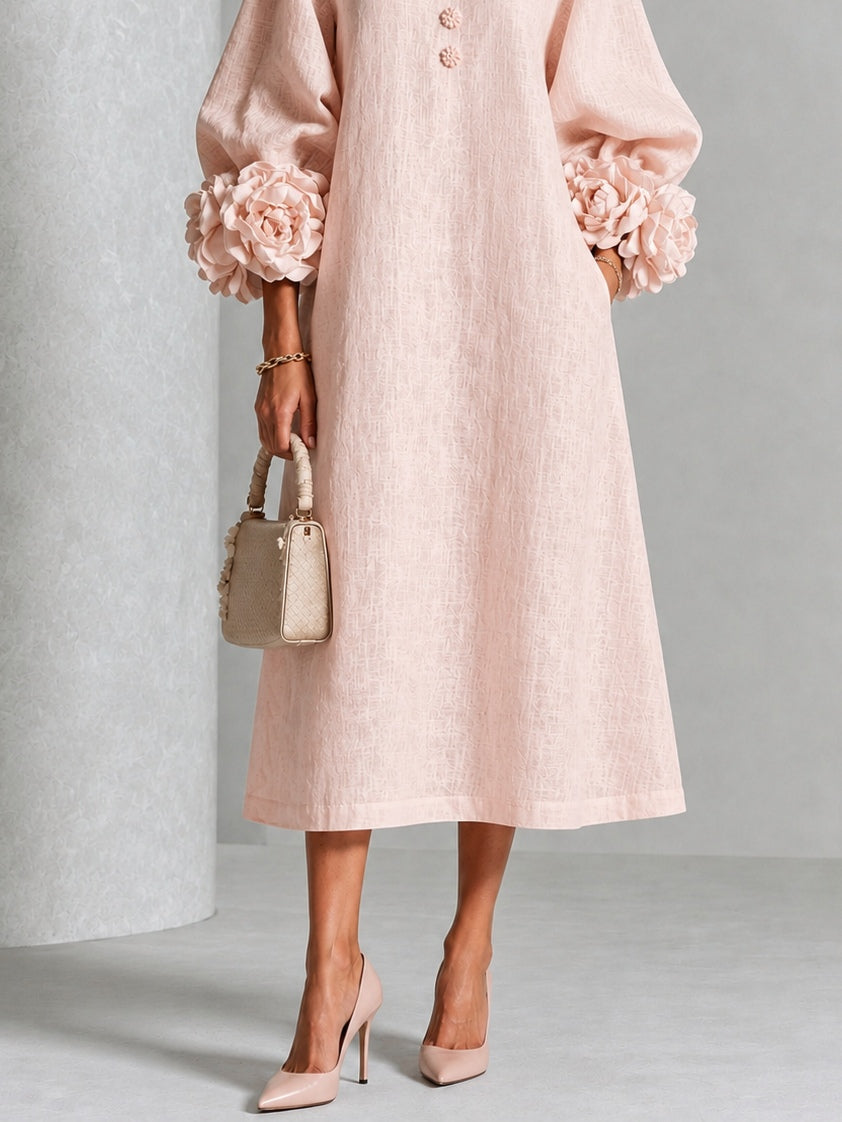 Melisa | Abito midi con polsini floreali
