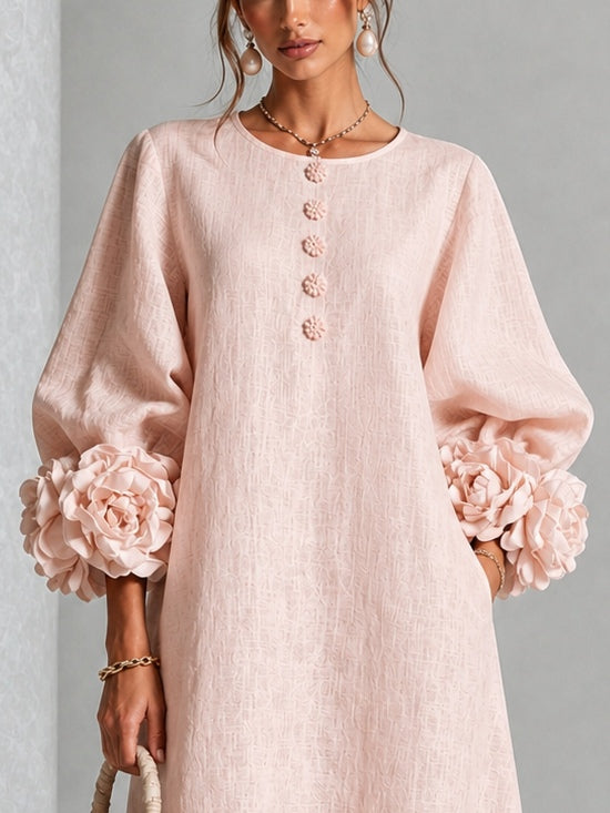Melisa | Abito midi con polsini floreali