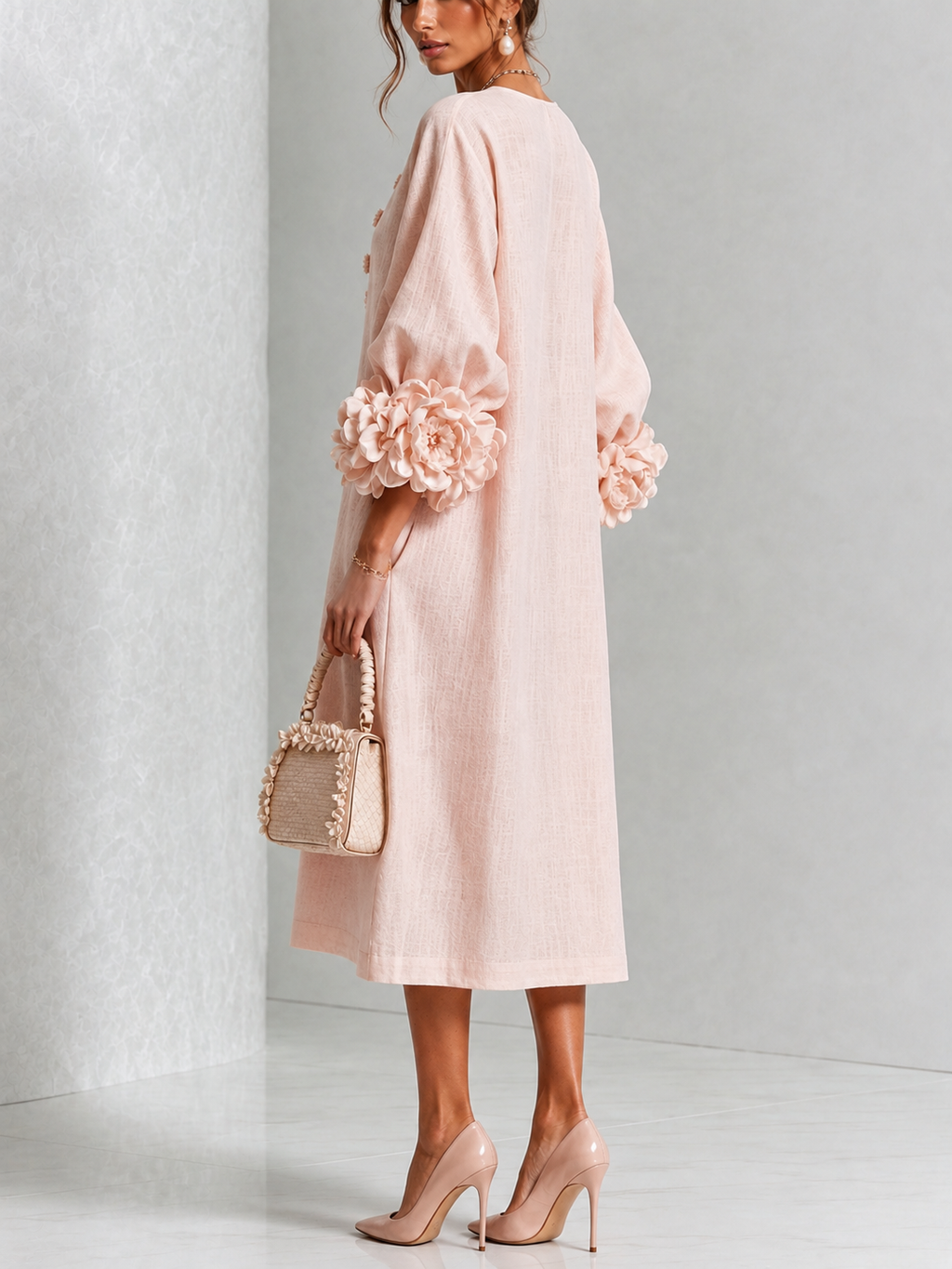 Melisa | Abito midi con polsini floreali