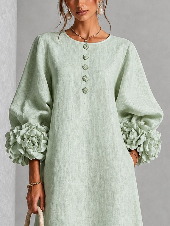 Melisa | Abito midi con polsini floreali