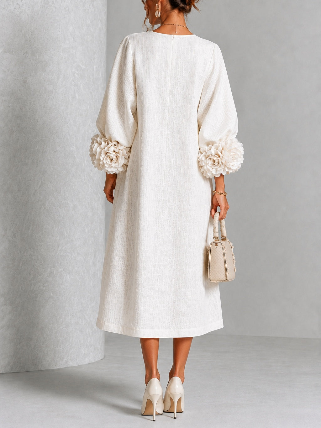 Melisa | Abito midi con polsini floreali