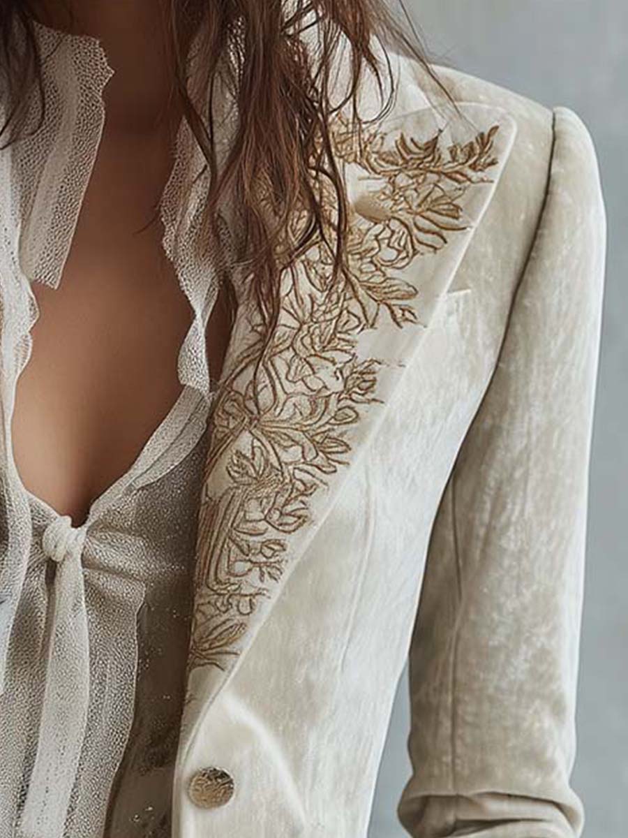 Colette | Blazer Sartoriale Avorio Ricamato