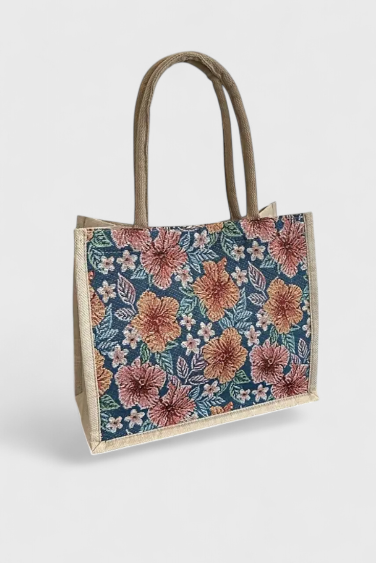 Taila Borsa di Juta con Stampa Floreale e Design Ecologico