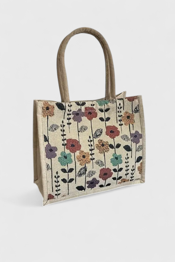 Taila Borsa di Juta con Stampa Floreale e Design Ecologico
