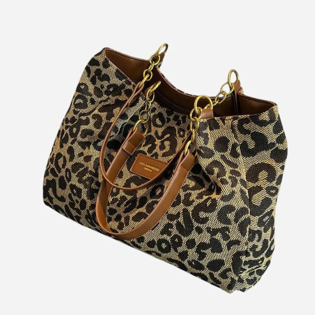 Borsa shopping in tela con stampa leopardata Edith