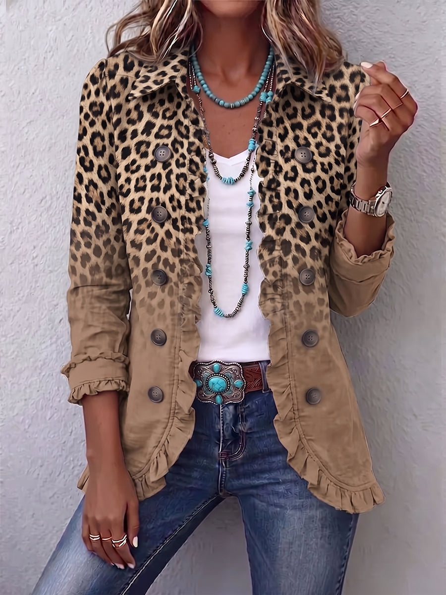 Giacca a balze sfumata leopardata Ángeles