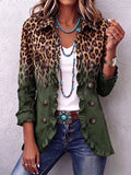 Blazer Ramona con stampa leopardata e ruches verde