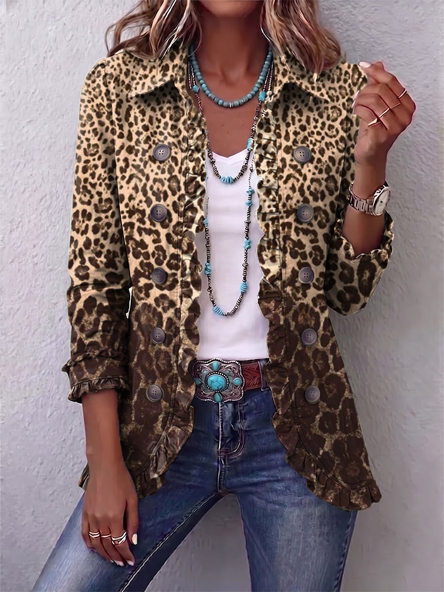 Nazaret Giacca Leopardo con Volant