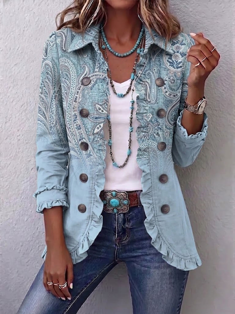 Remedios Cardigan Vintage in Cashmere con Volant