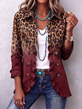 Blazer Tomasa con Stampa Leopardo e Volant Vino